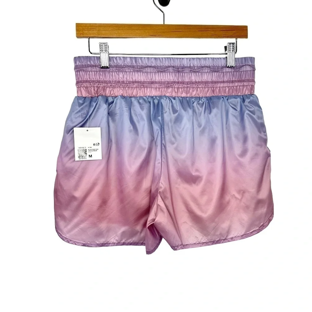 Forever 21 Womens Athletic Ombre High Waist Lined Shorts Sz Medium Pink Purple